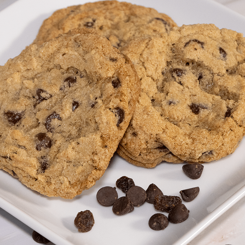 gluten free chocolate chip cookie closeup square
