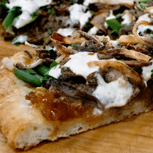 gluten free dairy free pineapple pork adobo pizza square