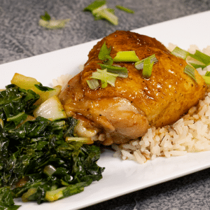 gluten free dairy free savory sweet chicken bok choy and rice square