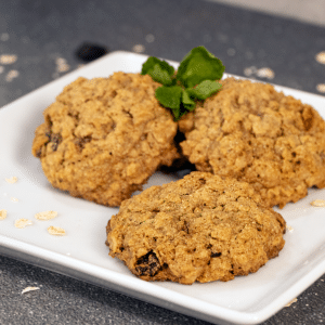 gluten free dairy free oatmeal raisin cookies square