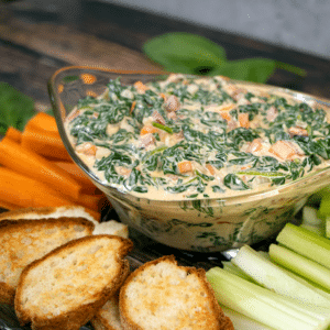 gluten free dairy free spinach dip square