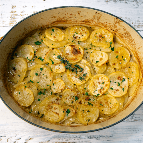 Gluten Free, Dairy-Free Boulangere Potatoes with Thyme and Garlic Recipe