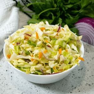 gluten free dairy free sweet and tangy no mayo coleslaw square